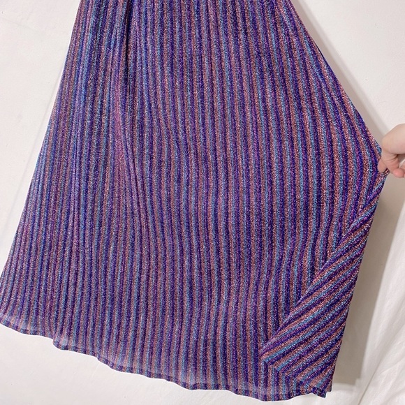 BCBGMaxAzria Metallic Stripe Pleated Gown Purple XXS - Picture 8 of 16